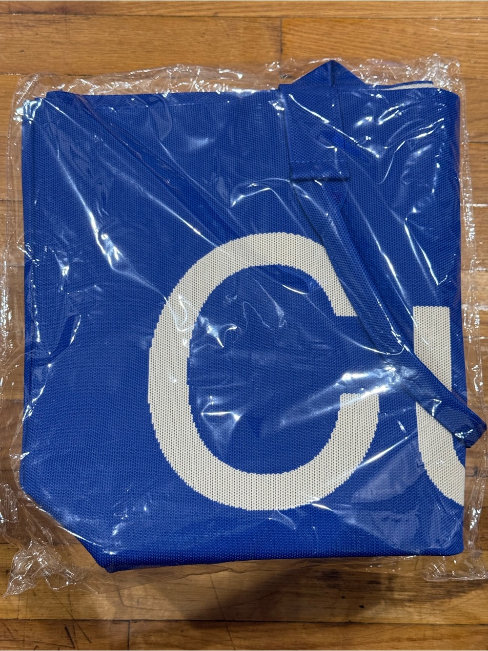 Blue Canvas Tote with White Graphic